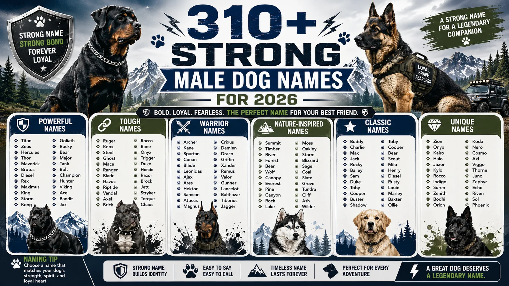 strong male dog names